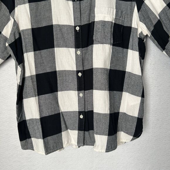 Old Navy Shirt Women XXL Black White Plaid Buffalo Classic Flannel Preppy Casual - Picture 8 of 12